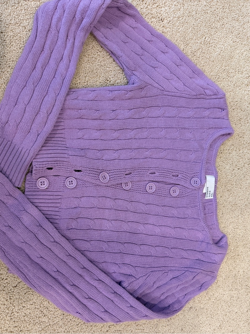 Ten Sixty Sherman Lavender Cable-Knit Button Cardigan